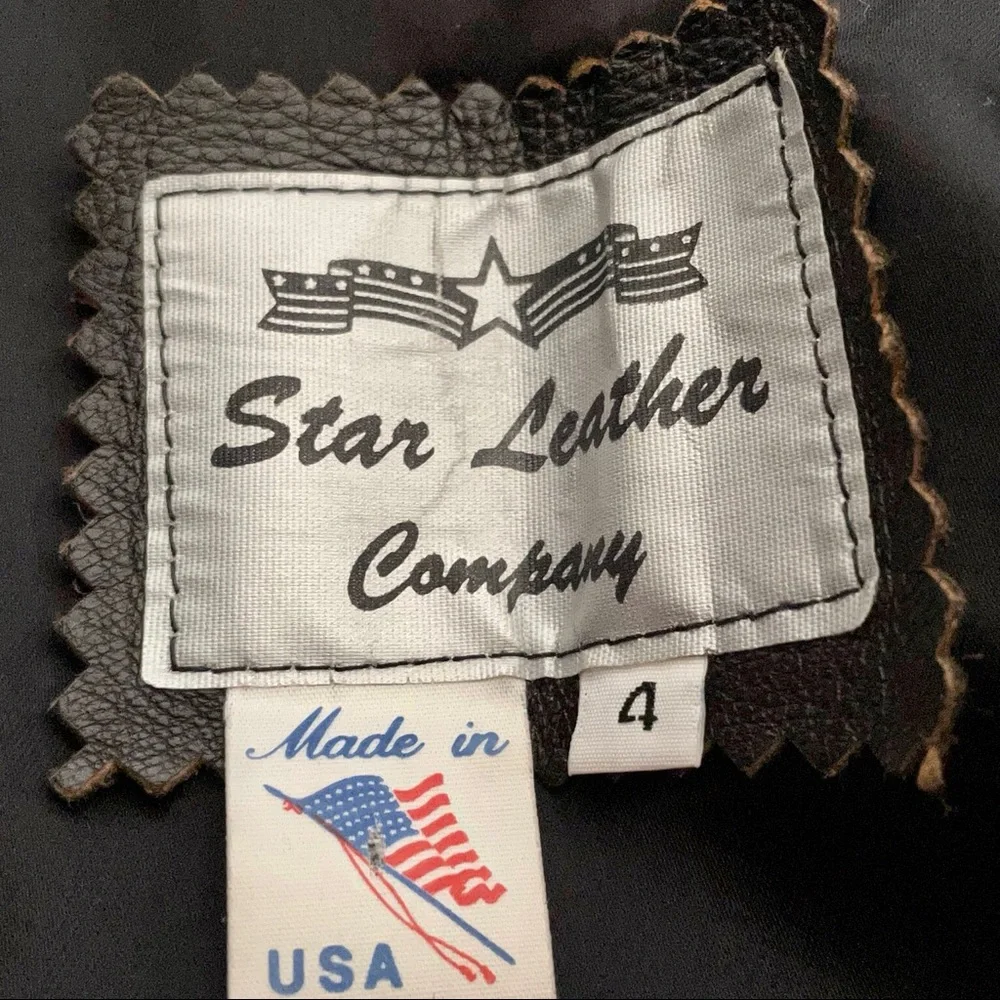 Star Leather Black Pencil Skirt. Fully lined. 🇺🇸 USA made! - Picture 5 of 6